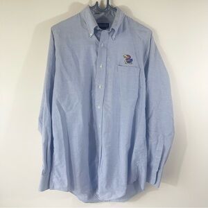 Lands’ End Chambray University of Kansas KU Jayhawks Button Down Size 15-1/2/34